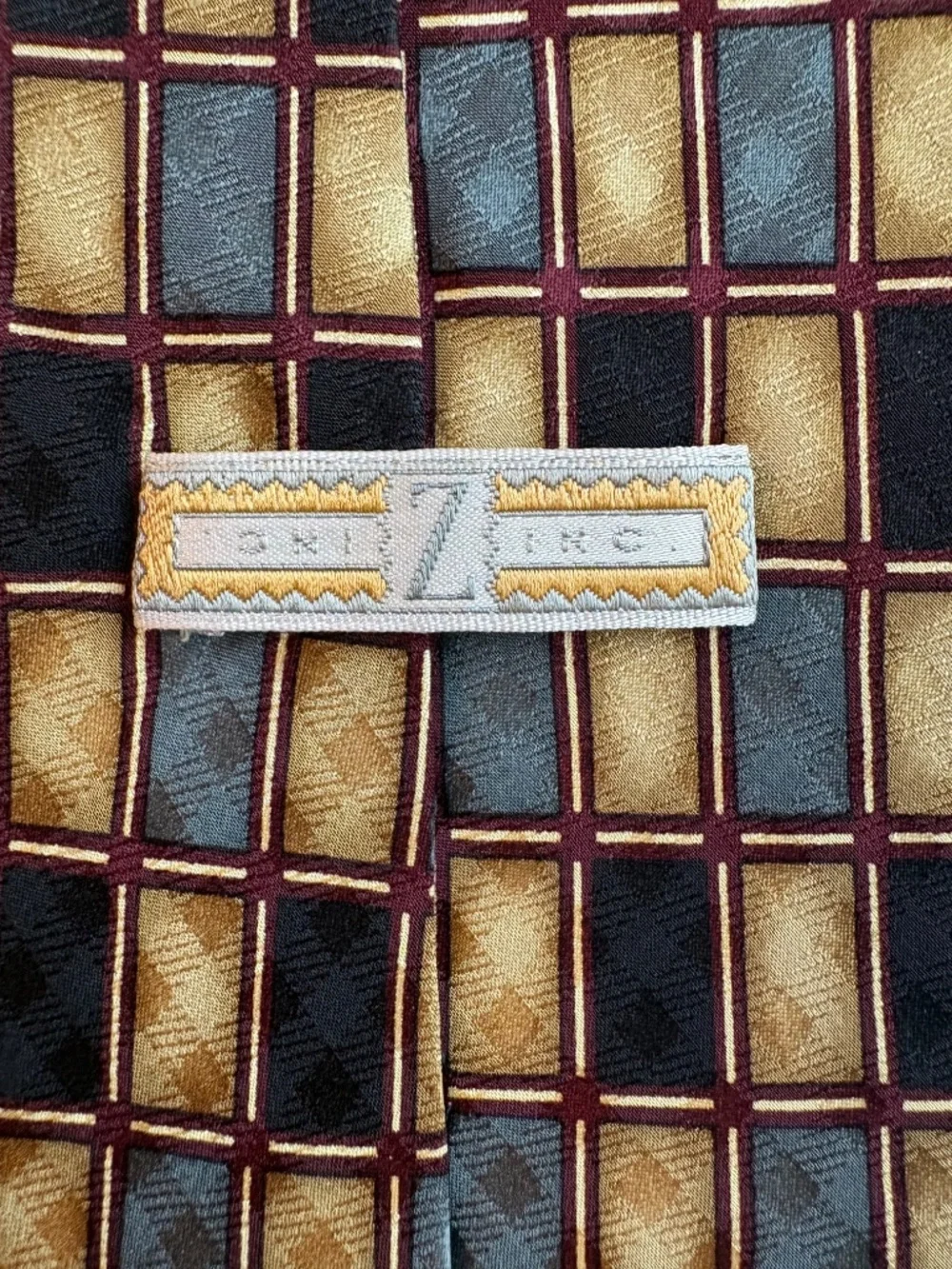 Vintage Z Inc Geometric Square Silk Blend Tie